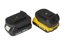 Load image into Gallery viewer, a dewalt and milwaukee adapter kit showing both styles in yellow and black