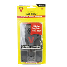 Load image into Gallery viewer, Victor Power-Kill Rat Trap with a powerful high-impact kill bar and oversized trip pedal. This easy-to-set plastic snap trap features a large bait trough and mounting holes for securing to beams and pipes in hard-to-reach areas.