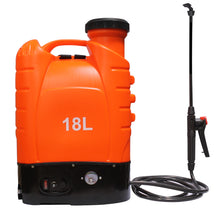 Load image into Gallery viewer, CHS V&L 4GL/18L Battery Powered Back Pack Sprayer with 12V10Ah Lead-acid battery. Multiple spray pattern Options with variable speed PSI control switch (28-65lbs of stream pressure). 4 spray modes, 10 hour battery spray life, 3 hour recharge time