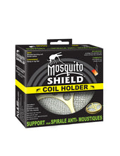 Load image into Gallery viewer, CHS Mosquito Shield™ Coil Holder / Hanger Fiberglass mesh screen holds coils securely Can be placed on surfaces or hung Safety latch Premium metal body