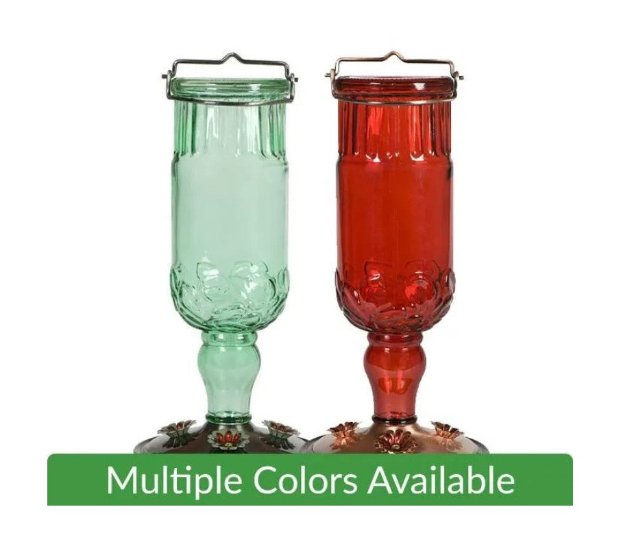 Perky-Pet® Antique Glass Bottle Hummingbird Feeder - 24 oz (RED) # 8119-2