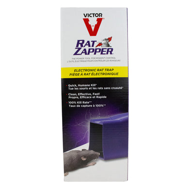 CHS Victor Rat Zapper Classic High-voltage shock humanely kills mice and average-size rats Easy to use – insert batteries, add bait, turn it on and place the trap Blinking green LED light notifies you of a catch Never touch a dead rodent – simply tip into the trash! Kills up to 20 rats per set of 4 “AA” Batteries (not included) For indoor use only 