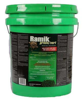 CHS RAMIK Green Mini Bait Packs 150x50g Pail (Commercial) WEATHER RESISTANT RODENTICIDE FOR CONTROL OF MICE AND RATS INDOORS AND OUTDOORS