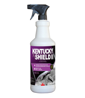 CHS Kentucky Fly Shield II Horse Insect Repellent 1L with Spray Bottle. water based with the added fragrance of citronella Repels and controls mosquitoes, biting midges, black flies, stable flies, hornflies, table flies, horse flies and face flies Contains 0.10% pyrethrin and 1.0% Piperonyl Butoxide