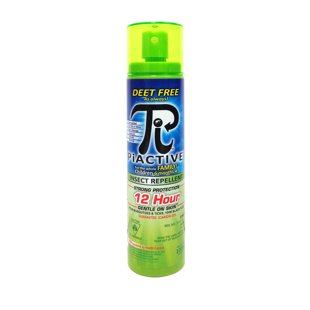 CHS Piactive Travel Size 100ml Pump epels, effective, durable! Complies with CATSA regulations Will not damage fishing lines, plastic or other synthetic materials. Non-scented Formula No-irritating skin effects* Skin friendly Good skin compatibility Dermatologically tested* Non oily, greasy, or sticky Provides long lasting protection; – 10 hrs of protection against black flies. – 12 hrs of protection against mosquitoes and Ticks*