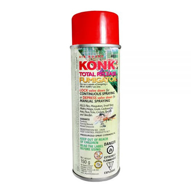 CHS Konk Total Release Fumigator 150g  one shot is for hard to reach spaces Kills Flies, Mosquitoes, Small Flying Moths, Wasps, Gnats, Cockroaches, Ants, Fleas, Ticks, Crickets, Spiders and Silverfish.. commercial use only