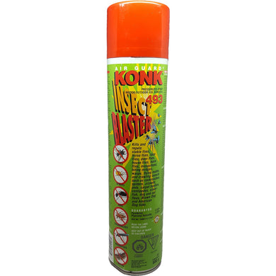 CHS Konk Insect Blaster (600g) kills and repels flies, mosquitoes, wasps, moths and crawling insects Active Ingredient: Pyr. .50% Powerful spray for instant knock down & kill
