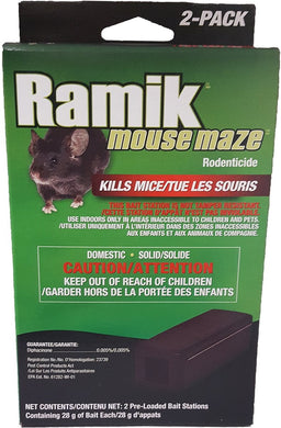 CHS Ramik Bait Station with mouse maze (2 pack) pre-loaded bait, NOT TAMPER RESISTENT, KEEP OUT OF REACH OF CHILDREN