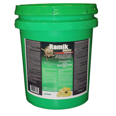 CHS Ramik Blocks 20Ib pail 1st generation Fish flavored for high palatability Food-quality grain mix Can be used indoors and outdoors Especially suited for wet or damp areas Active: Diphacinone 0.005%